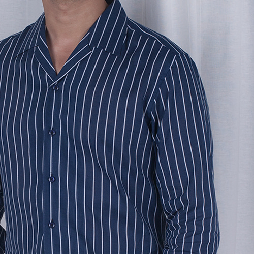 Blue Linen Stripe Shirt